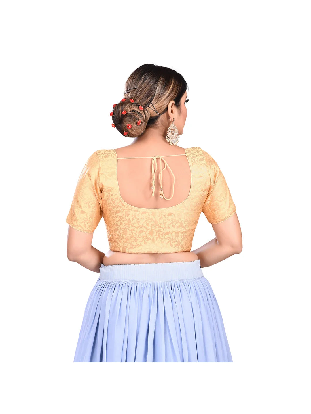 Gold Printed Brocade Blouse